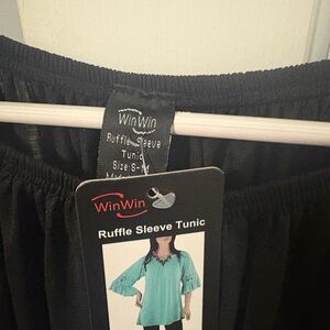 WinWin Elegant Black Tunic with Ruffle Sleeves